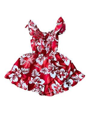 GIRLS 12 Mo. Hawaiian Red Aloha Dress Ali's Fashions MooMoo Mumu